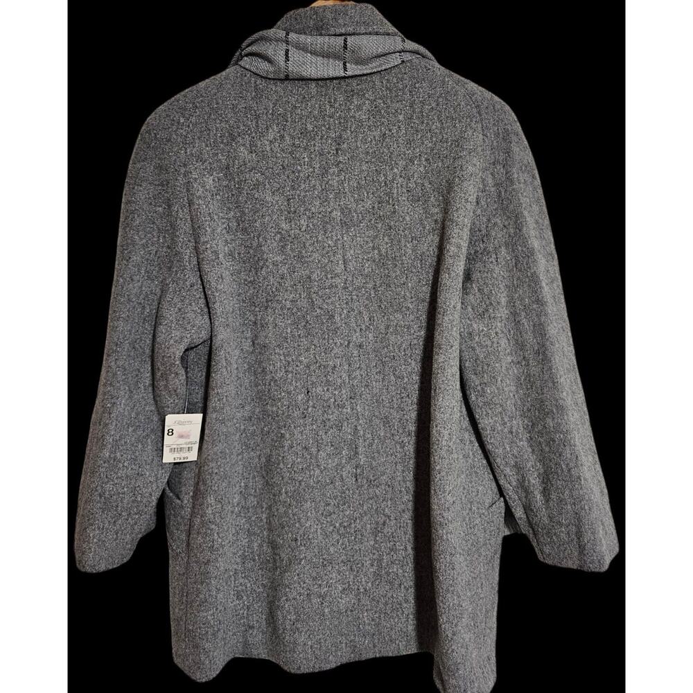 Vintage Cabin Creek Size 8P Grey Shell Wool Coat With Built‎ In Scarf - Picture 2 of 4